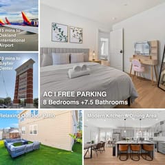 Massive 8BR Home in Hayward with AC/ Free Parking